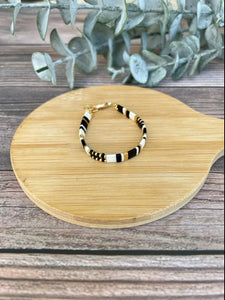 14K Tila Bracelet - Black + Cream