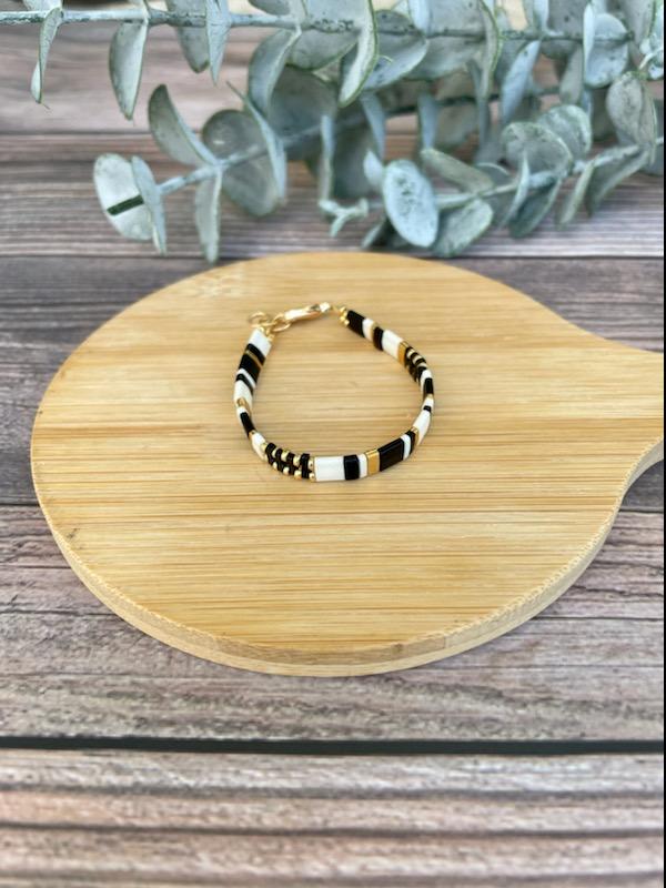 14K Tila Bracelet - Black + Cream