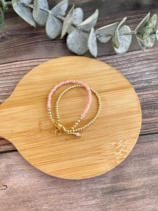 14K Gold Filled Bracelet - Double Strand Mini Matte Blush