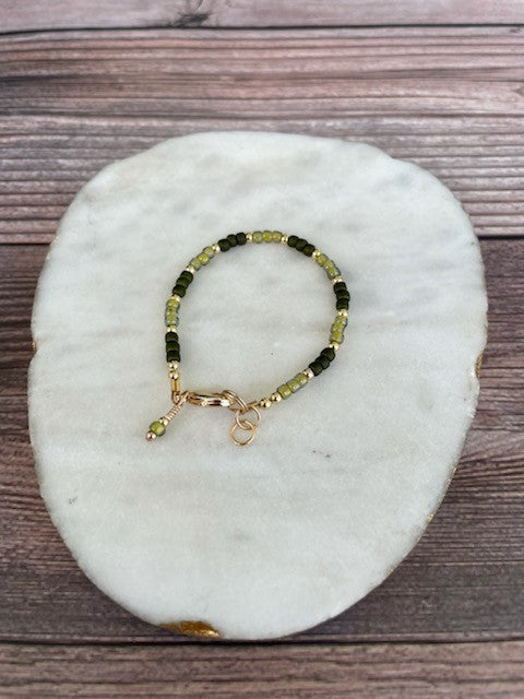 14K Gold Filled Bracelet - Olive Patterned