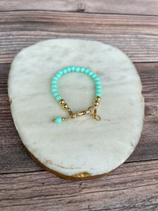 14K Gold Filled Bracelet - Round Aqua