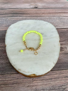 14K Gold Filled Bracelet - Round Neon Yellow