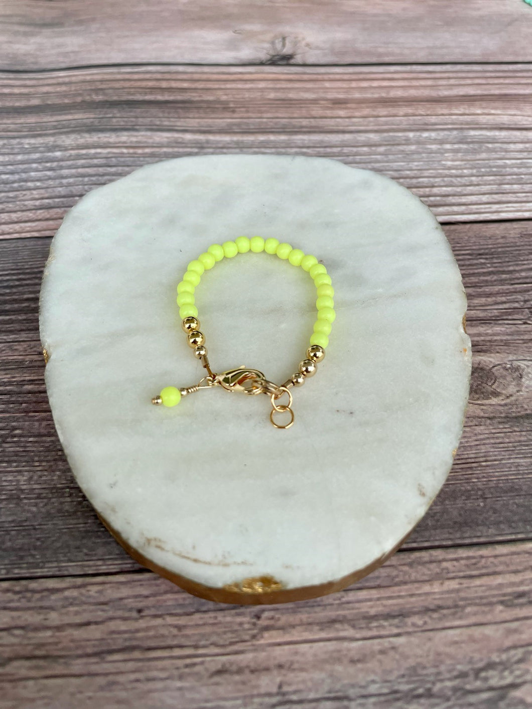 14K Gold Filled Bracelet - Round Neon Yellow