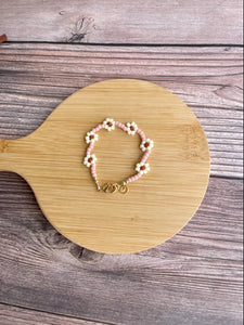 14K Gold Filled Floral Bracelet - Blush + Rust