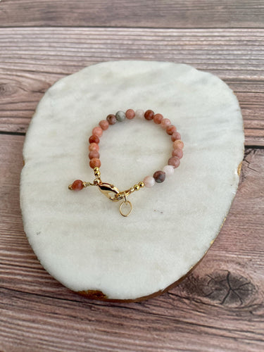 14K Stackable Round Bracelet - Stone Blend (Blush)