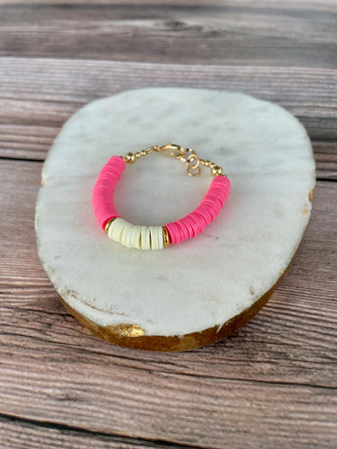 14K Gold Heishi - Hot Pink