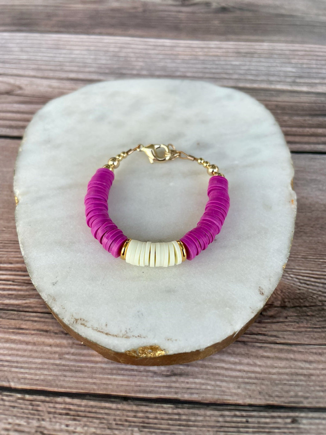 14K Gold Heishi - Fuchsia