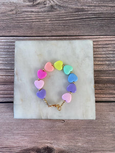 14K Gold Filled Bracelet - Pastel Hearts