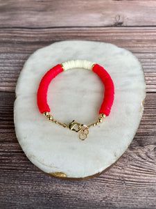 14K Gold Filled Heishi - Bright Red